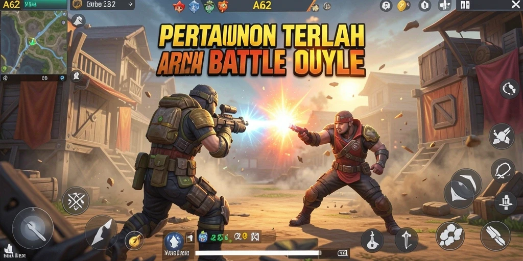 Screenshot gameplay AA62 yang menunjukkan aksi seru dalam Battle Royale.