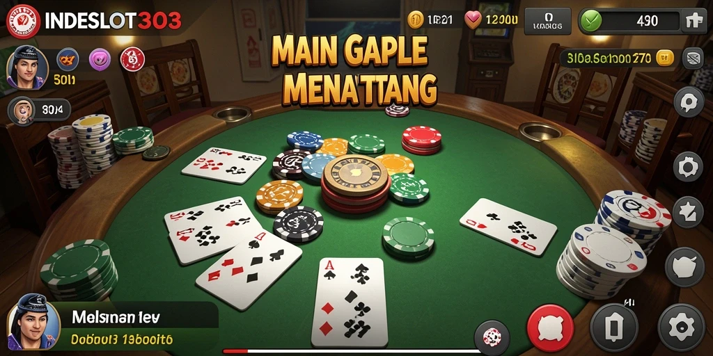Screenshot gameplay seru dari INDESLOT303 yang menunjukkan suasana permainan Gaple.